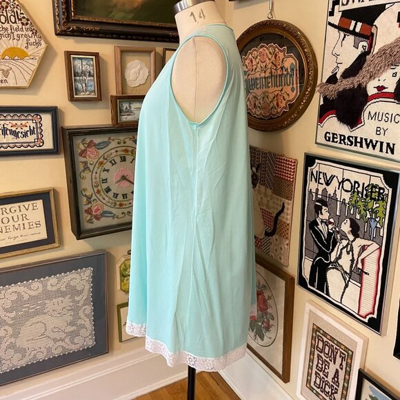 Vintage Pinehurst Lingerie Light Blue Lace Trim Nylon Robe and Nightie Set XL - Picture 7 of 10